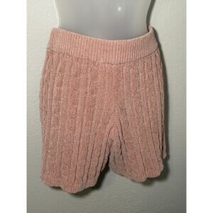 Hazel Moon Pink Chenille Cable Knit Lounge Shorts - Size L
